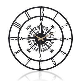 Wallity Reloj de pared decorativo en metal negro de 50 cm